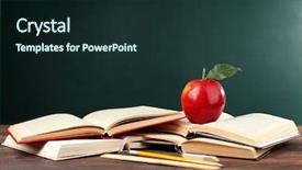  Presentation with school apple - Slide set with books with stationery and apple background and a wine colored foreground