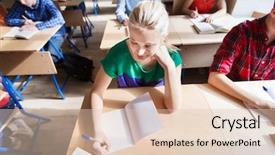  Presentation with cognitive theory learning concept - Audience pleasing PPT layouts consisting of books writing school test backdrop and a lemonade colored foreground