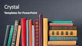  Presentation with hisory books - PPT theme featuring bookshelf - books on a dark background background and a dark gray colored foreground