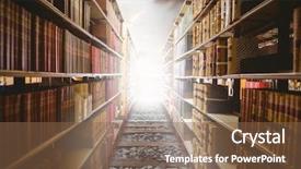  Presentation with academic - Slides with bookshelf against railway track background and a tawny brown colored foreground