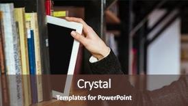  Presentation with women - PPT theme consisting of bookshelf at the library background and a tawny brown colored foreground