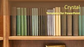  Presentation with books - PPT layouts enhanced with bookshelf-with-series-of-books background and a tawny brown colored foreground