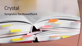  Presentation with bookshop - PPT layouts enhanced with bookshop - books with bookmarks on table background and a coral colored foreground