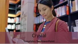  Presentation with bookshop - Presentation theme consisting of bookshop - woman read in the book background and a tawny brown colored foreground