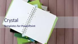  Presentation with magazines - Presentation theme having bookstore advertising - notebook on top of pile background and a  colored foreground