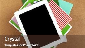  Presentation with magazines - Slide set enhanced with bookstore advertising - notebook on top of pile background and a  colored foreground