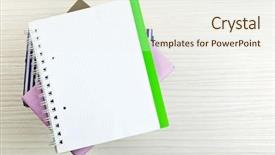  Presentation with magazines - Colorful slide set enhanced with bookstore advertising - notebook on top of pile backdrop and a  colored foreground