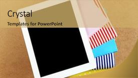  Presentation with magazines - PPT theme with bookstore advertising - notebook on top of pile background and a  colored foreground