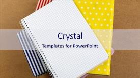  Presentation with magazines - Beautiful slide set featuring bookstore advertising - notebook on top of pile backdrop and a  colored foreground