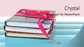  Presentation with public health stack of books - Theme having bookstore advertising - stack of books with ribbon background and a  colored foreground