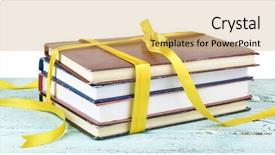  Presentation with stack books - Presentation design having bookstore advertising - stack of books with ribbon background and a  colored foreground