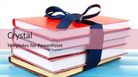  Presentation with stack books - Presentation design having bookstore advertising - stack of books with ribbon background and a  colored foreground