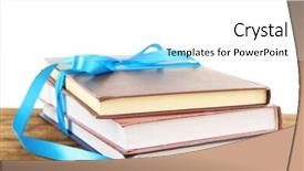  Presentation with public health stack of books - Amazing presentation having bookstore advertising - stack of books with ribbon backdrop and a  colored foreground