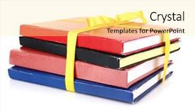  Presentation with public health stack of books - Slide set featuring bookstore advertising - stack of books with ribbon background and a  colored foreground