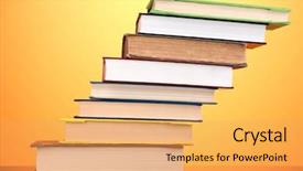  Presentation with magazines - Presentation theme consisting of bookstore advertising - stack of interesting books background and a yellow colored foreground