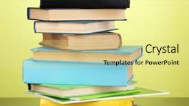  Presentation with stack books - Slide set with bookstore advertising - stack of interesting books background and a blonde colored foreground