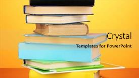  Presentation with magazines - Presentation theme enhanced with bookstore advertising - stack of interesting books background and a yellow colored foreground