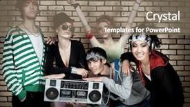  Presentation with brick wall - Amazing theme having boom - group of trendy teenagers posing backdrop and a coral colored foreground