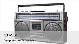  Presentation with boom box - Cool new slides with boom - vintage bom box portable stereo backdrop and a light gray colored foreground