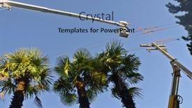  Presentation with power lines - Presentation design enhanced with boom crane lifts and secures power lines during installation of a new power pole background and a teal colored foreground
