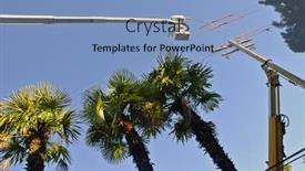  Presentation with power lines - Beautiful PPT theme featuring boom crane lifts and secures power lines during installation of a new power pole backdrop and a light blue colored foreground