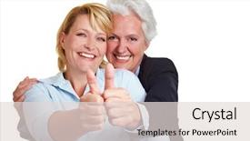  Presentation with happy smiling woman dental health - PPT layouts consisting of boost up - happy senior woman holding both background and a  colored foreground