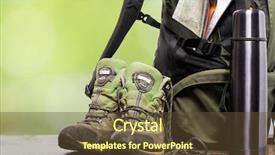  Presentation with shoes - Cool new theme with boot camp - backpack and shoes backpackers backdrop and a tawny brown colored foreground