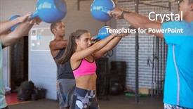  Presentation with training camp - Presentation design having boot camp - dedicated and strong kettlebell workout background and a coral colored foreground