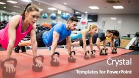  Presentation with fitness - PPT theme enhanced with boot camp - fit people working background and a coral colored foreground