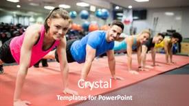  Presentation with fitness - Amazing slide set having boot camp - fit people working backdrop and a coral colored foreground