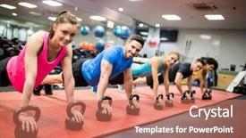  Presentation with fitness - Colorful slide deck enhanced with boot camp - fit people working backdrop and a coral colored foreground
