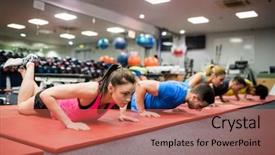  Presentation with gym out and back - Amazing slide set having boot camp - fit people working backdrop and a red colored foreground