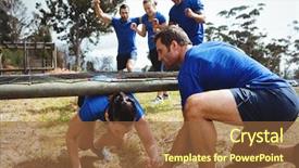  Presentation with obstacle course - Cool new presentation with boot camp - fit woman crawling backdrop and a tawny brown colored foreground