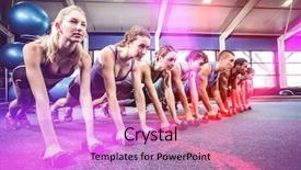  Presentation with boot camp - Audience pleasing slides consisting of boot camp - fitness class in plank position backdrop and a lilac colored foreground