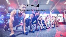  Presentation with boot camp - Colorful theme enhanced with boot camp - fitness class in plank position backdrop and a light blue colored foreground