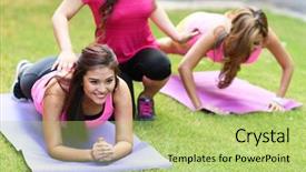  Presentation with women equality group of diverse - PPT layouts with boot camp - group of women doing background and a yellow colored foreground