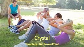  Presentation with music and athletic training - Slide set consisting of boot camp - happy athletic group training background and a tawny brown colored foreground