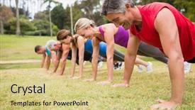  Presentation with boot camp - PPT layouts having boot camp - happy athletic group training background and a yellow colored foreground