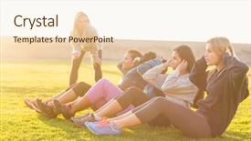  Presentation with boot camp - Cool new PPT theme with boot camp - sporty women doing sit ups backdrop and a cream colored foreground