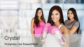  Presentation with group fitness - Presentation consisting of bootcamp - group of women doing background and a light gray colored foreground