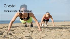  Presentation with two black women - Amazing PPT layouts having bootcamp - two women doing pushups backdrop and a light blue colored foreground
