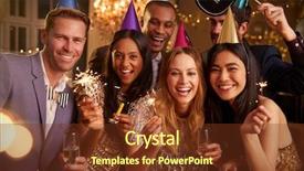  Presentation with lunar new year ox - PPT theme enhanced with booh - group of friends celebrating background and a tawny brown colored foreground