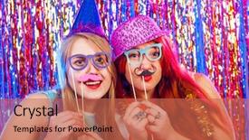  Presentation with dance - Beautiful slide deck featuring booh - young nice girls have fun backdrop and a red colored foreground