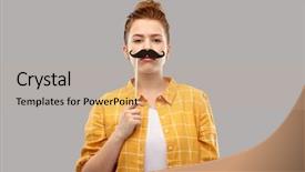  Presentation with black people - Slide set having booth and people concept - red background and a coral colored foreground