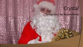  Presentation with pink gold - Theme with booth with pink sequin curtains background and a coral colored foreground