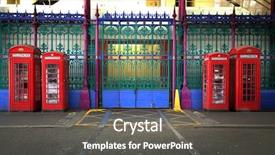  Presentation with purple green - Presentation theme with booths in two different size background and a gray colored foreground