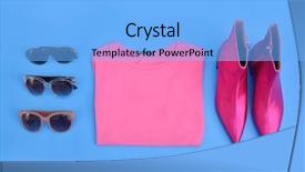 Presentation with fashion shoes - PPT layouts featuring boots and sunglasses pink clothes background and a light blue colored foreground