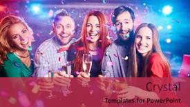  Presentation with night club - Presentation consisting of boozing friends with champagne having party in night club background and a red colored foreground