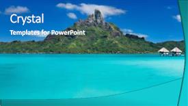  Presentation with mountain view - Slides having bora bora island wide panorama background and a teal colored foreground