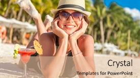  Presentation with boracay beach - Presentation featuring boracay - young happy beautiful woman enjoying background and a lemonade colored foreground